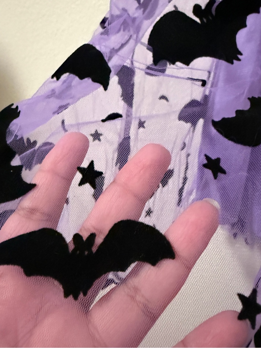 Chicwish Purple Maxi Skirt with Velvet Black Bat Print Sz S M - Picture 3 of 6